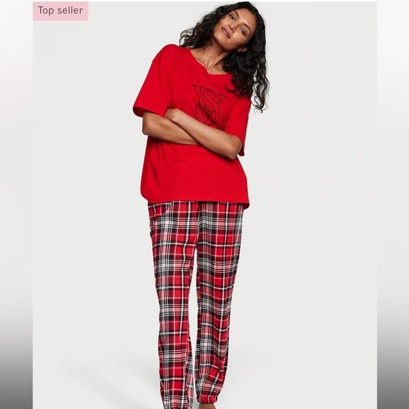 Victoria Secret Flannel Jogger Tee-Jama Set - Picture 2 of 5